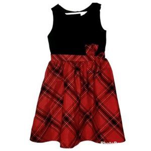 GYMBOREE - Dressed Up - Girls Red & Black Velvet Plaid Dress Size 8